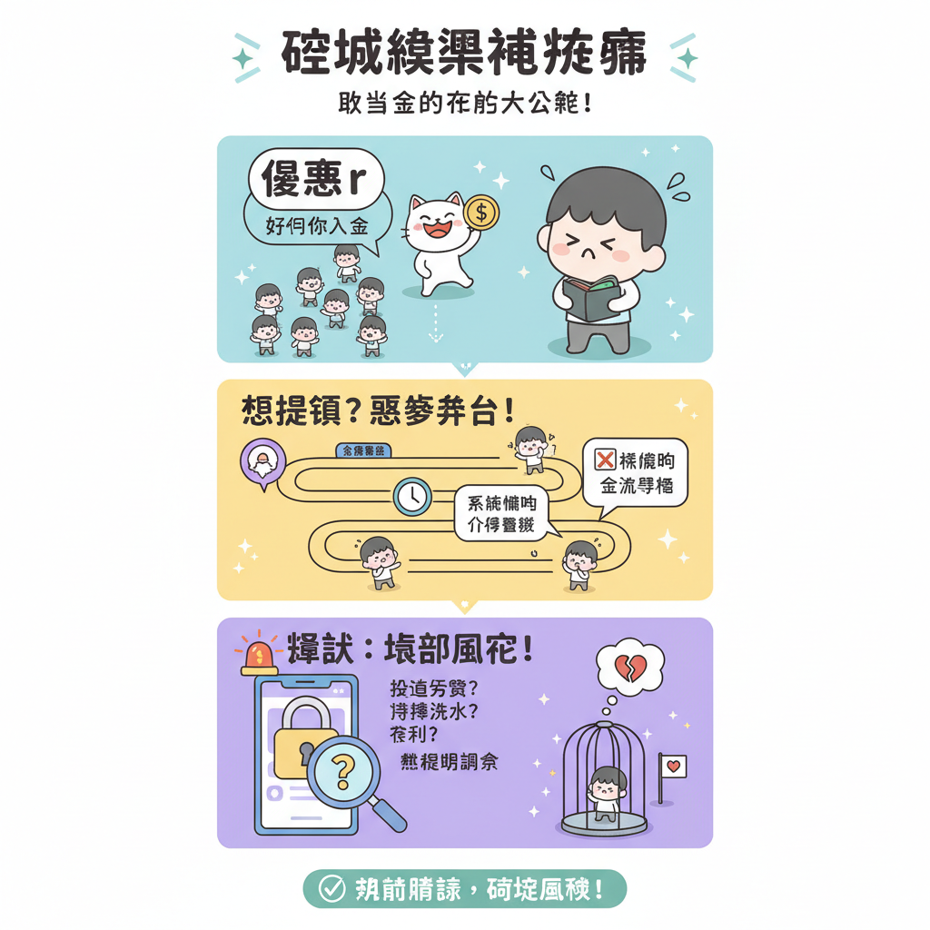 黑平臺會員出款線上博弈投資詐騙遊戲種類詐騙網站網站安全風控線上博弈平臺穩賺不賠託售繳納保證金銀行帳戶警示資金凍結投資型詐騙流水要求假投資娛樂城評價提款限制